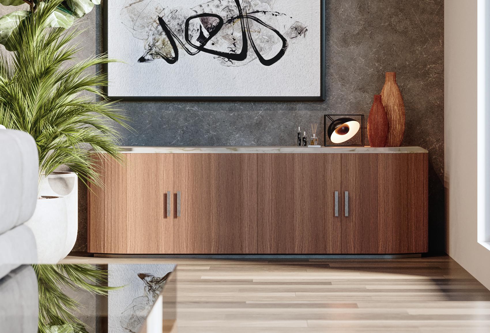 Bruce Wood and Marble Sideboard