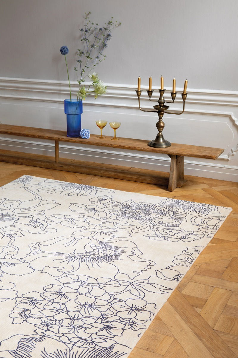 Floral Blue Designer Handwoven Rug | Size: 200 x 280 cm