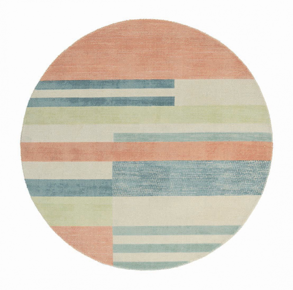 Straight Lines Handwoven NZ Wool Circle Rug