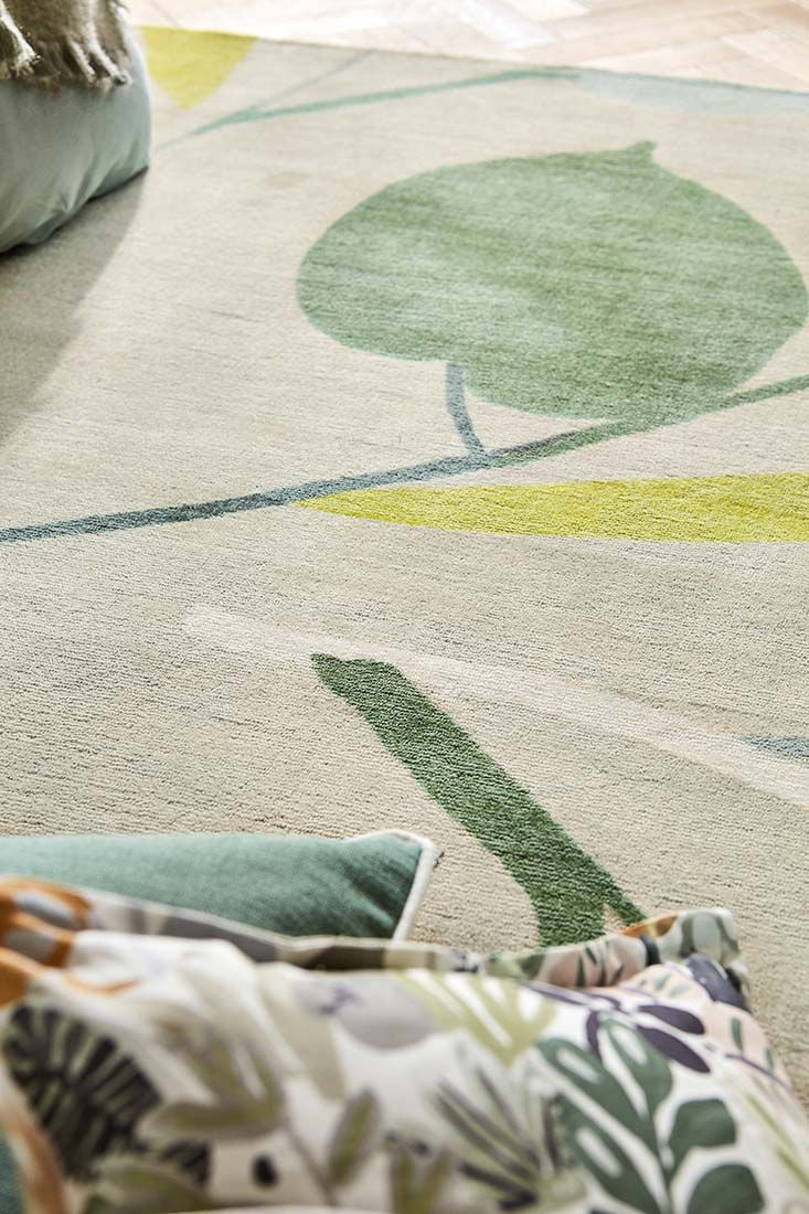 Green Leaves Handwoven NZ Wool Rug ☞ Size: 250 x 350 cm