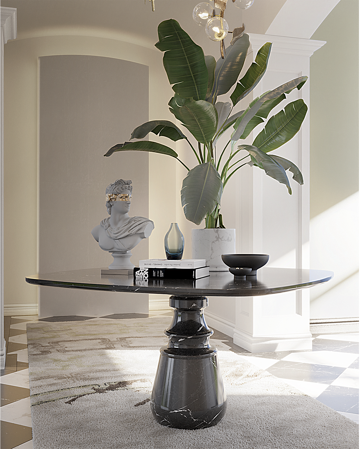 Obsidian Square Nero Marquina Luxe Dining Table