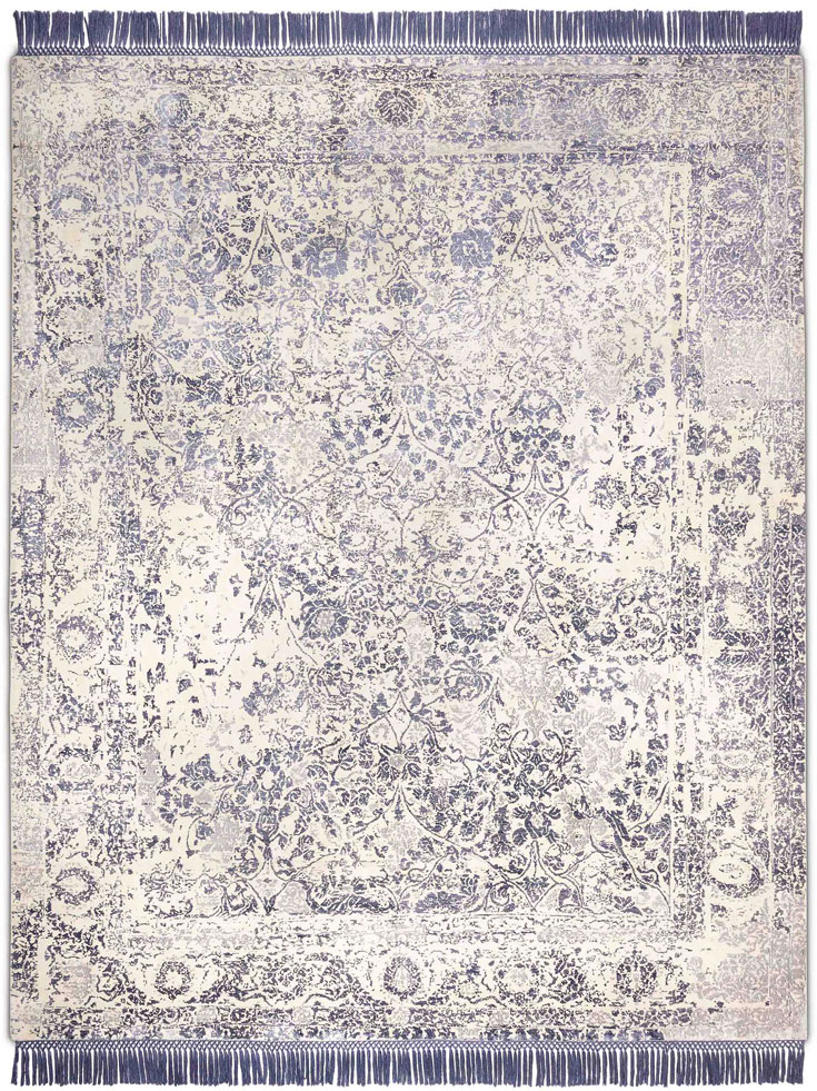 Mauve Grey Hand-Knotted Wool / Silk Rug