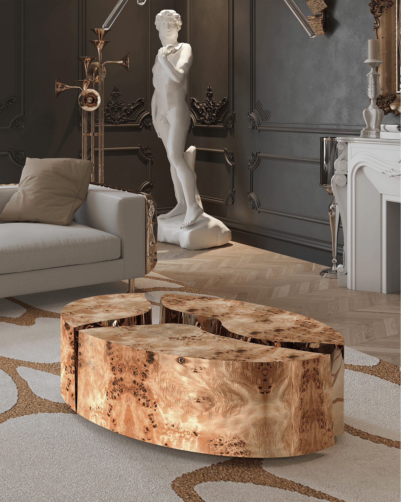 Oval Poplar Designer Coffee Table