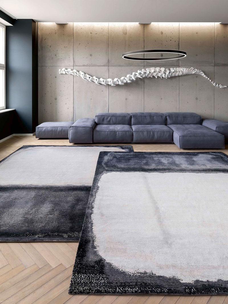 White Grey Hand-Woven Exquisite Rug ☞ Size: 140 x 210 cm