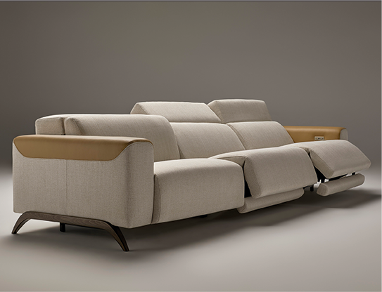 Atlanta 2-Seater Leather &amp; Fabric Sofa