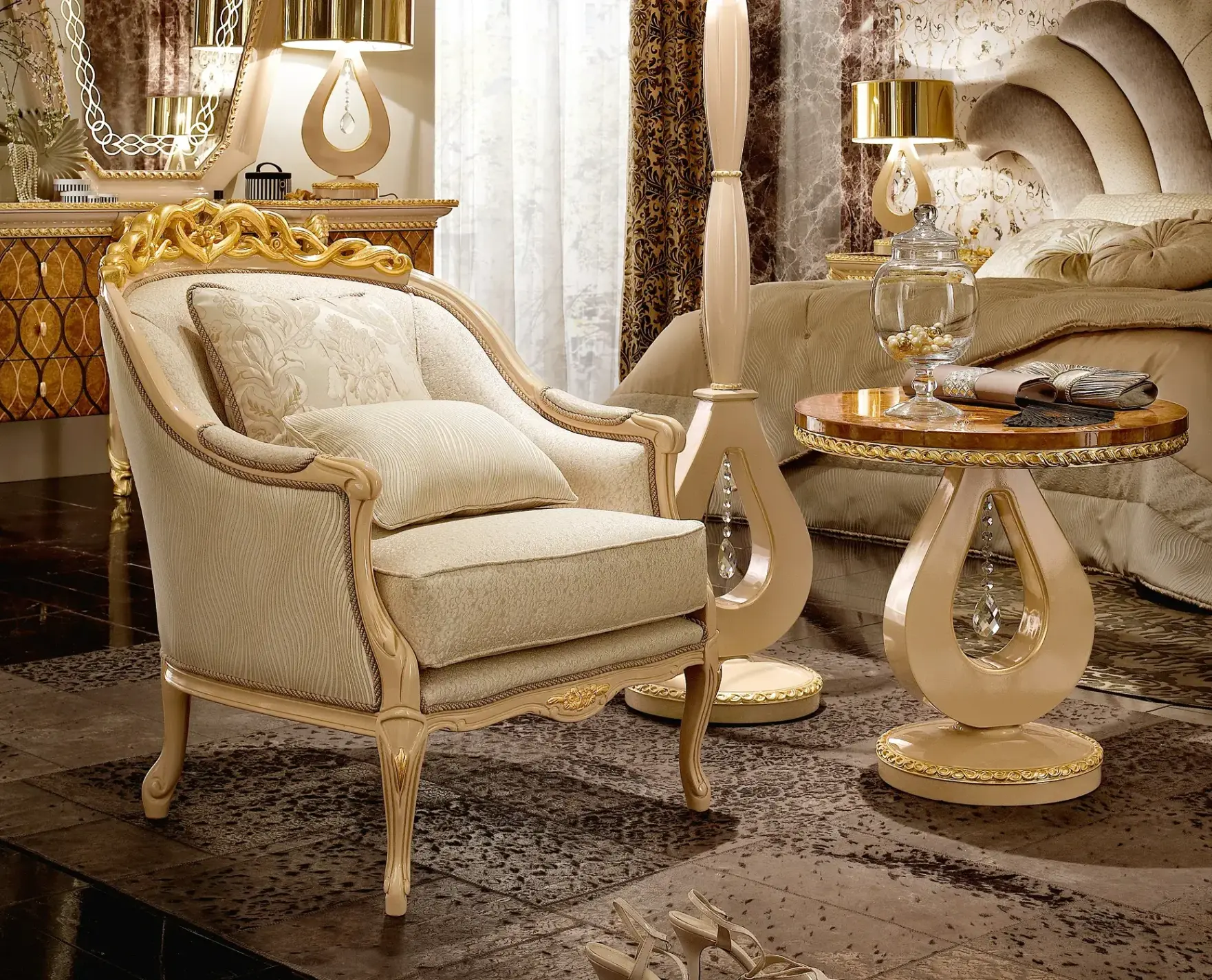 Classic Italian Chair with Armrests