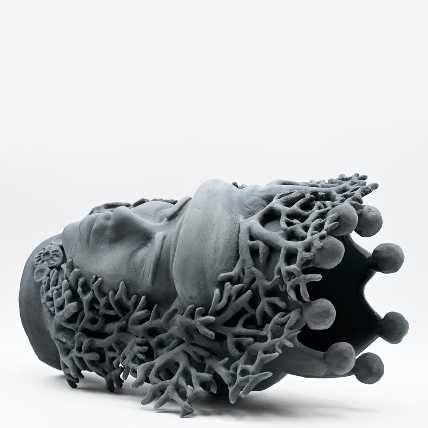 Vibrant Coral Moor's Head Sculpture
