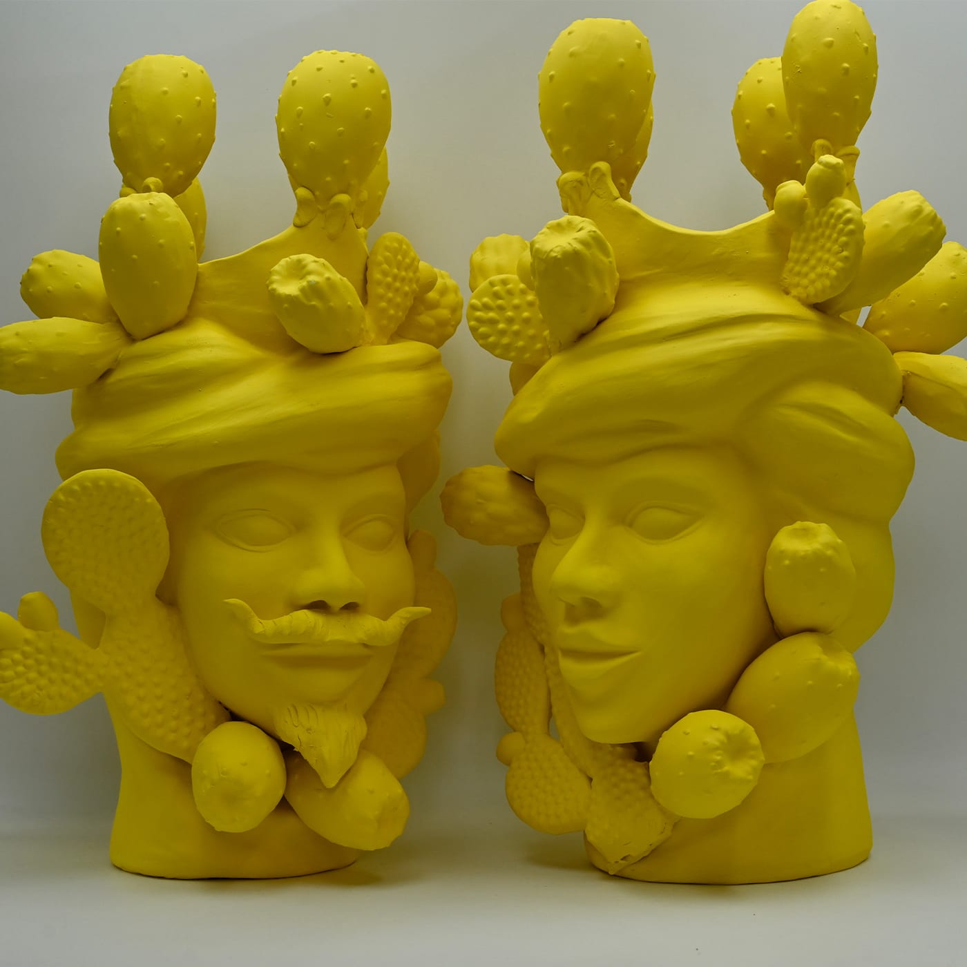 Yellow Moor's Head Sculpture Italian Artisan Craft