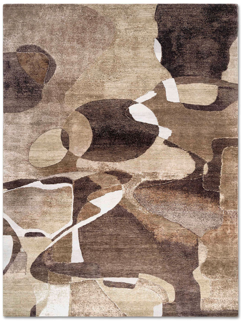 Chocolate Hand-Knotted Silk / Wool Rug