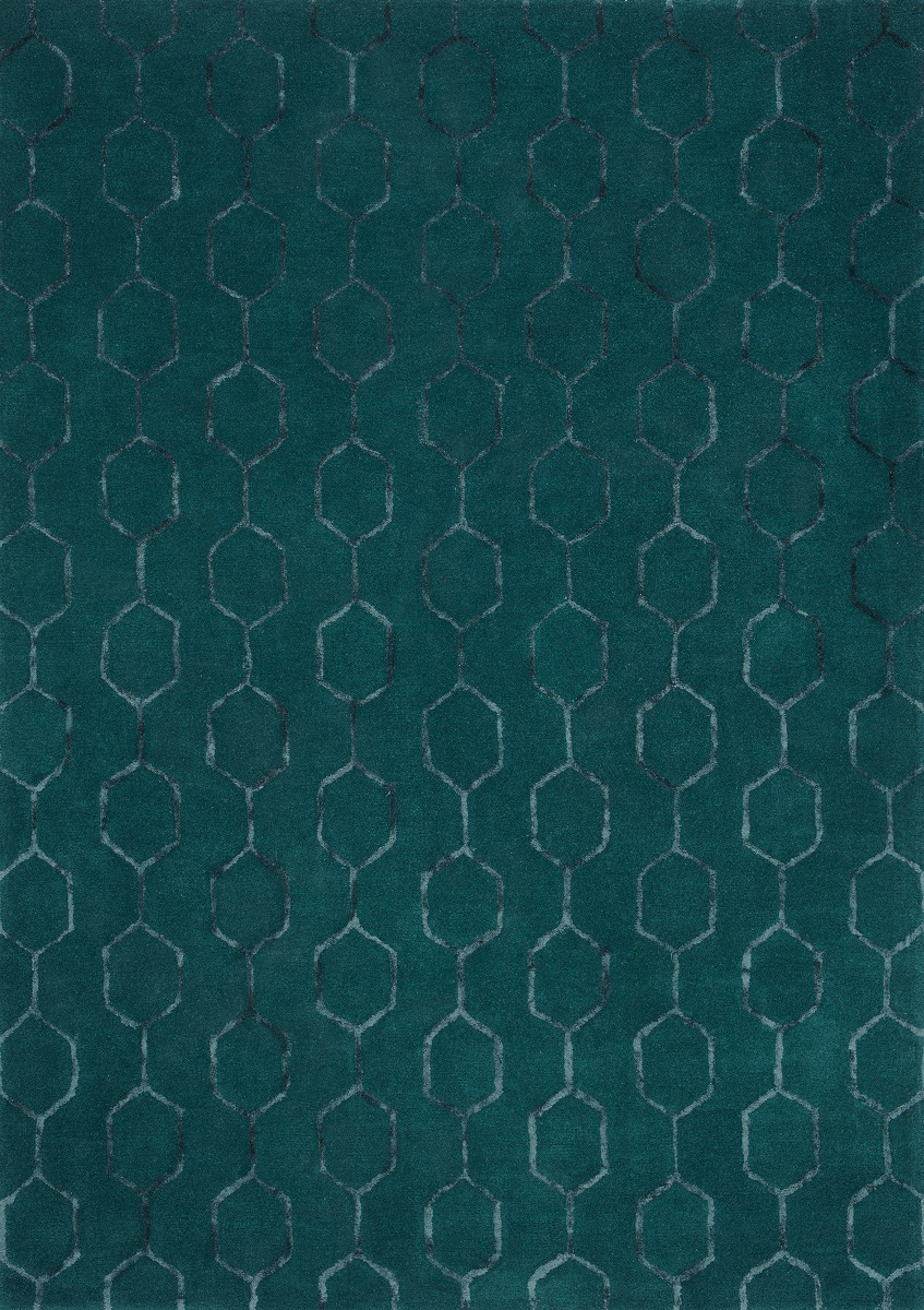 Geometric Teal Modern Hand Woven Rug | Size: 250 x 350 cm