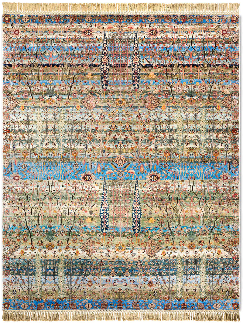Pine Garden Hand-Knotted Wool Rug ☞ Size: 122 x 183 cm