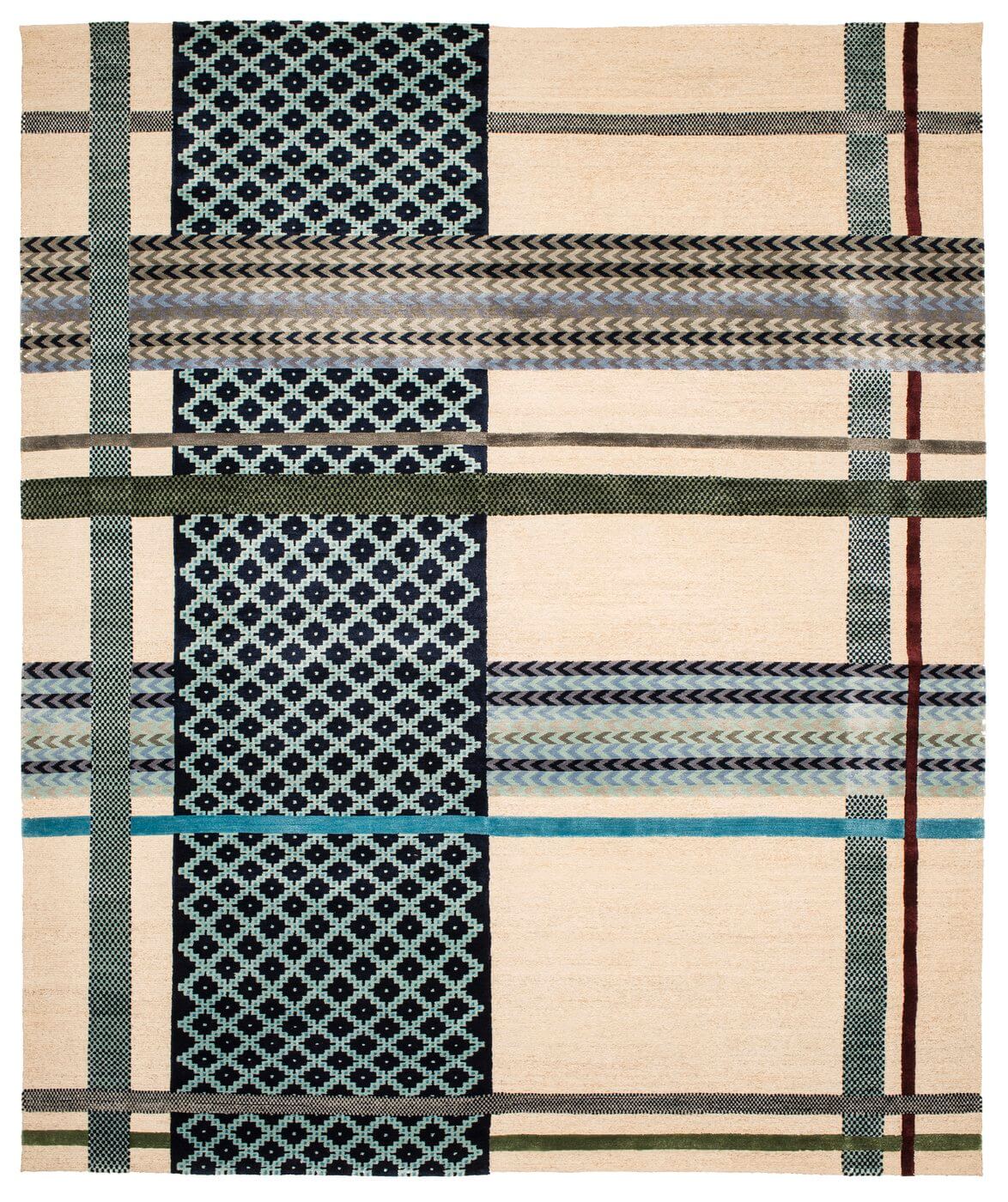Hand-woven Checkered Luxury Rug