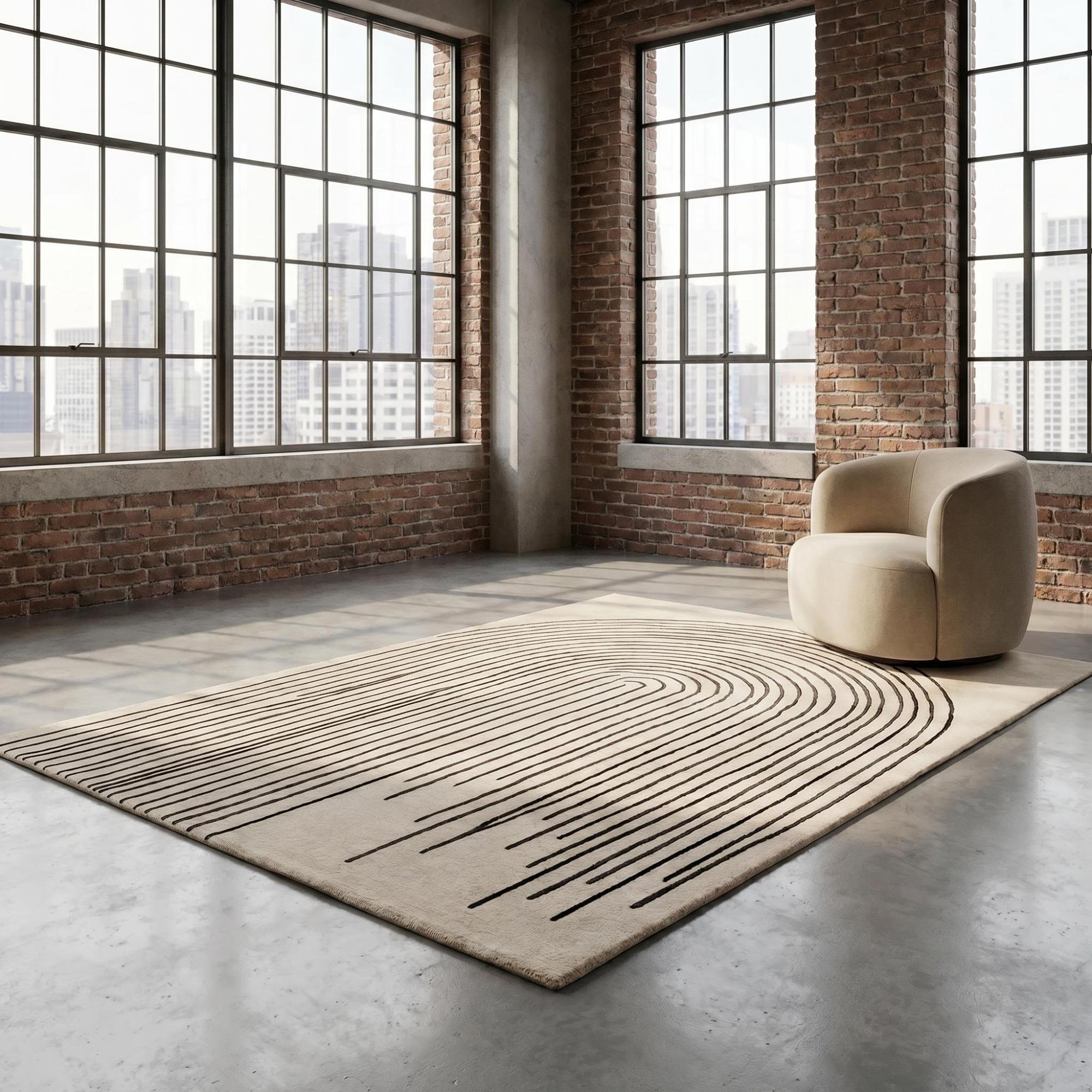 Arcade Lines Ivory Handmade Rug