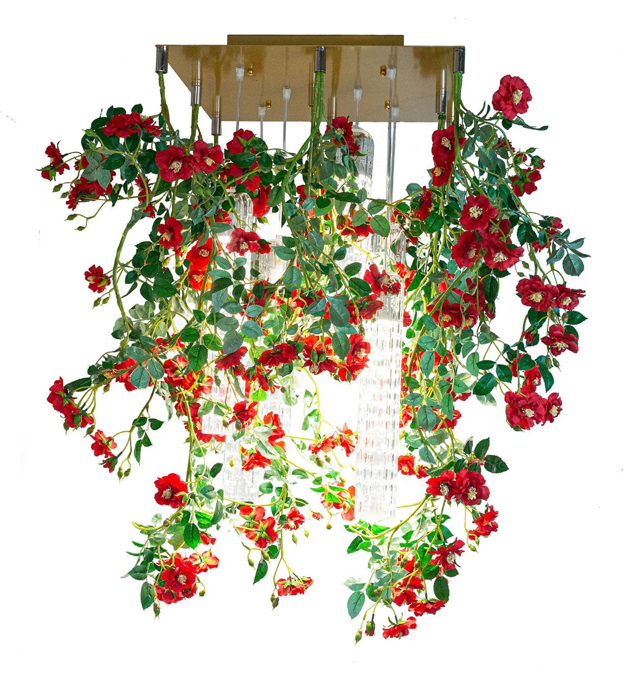 Red Roses Square Italian Chandelier