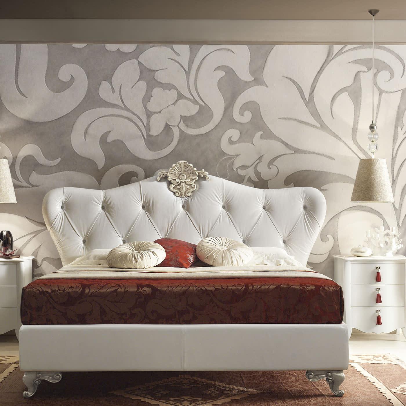 White Leather Headboard Upholstered Bed