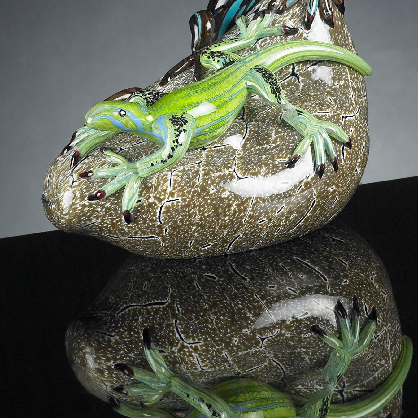 Lizards on Stone Italian Sculpture