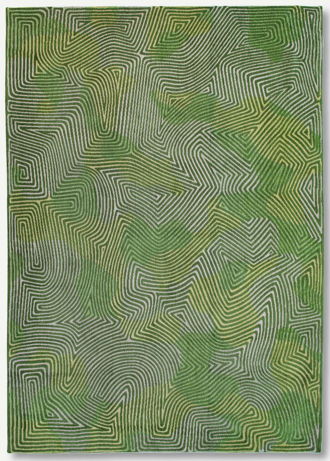 Green Waves Belgian Flatwoven Rug | Size: 170 x 240 cm