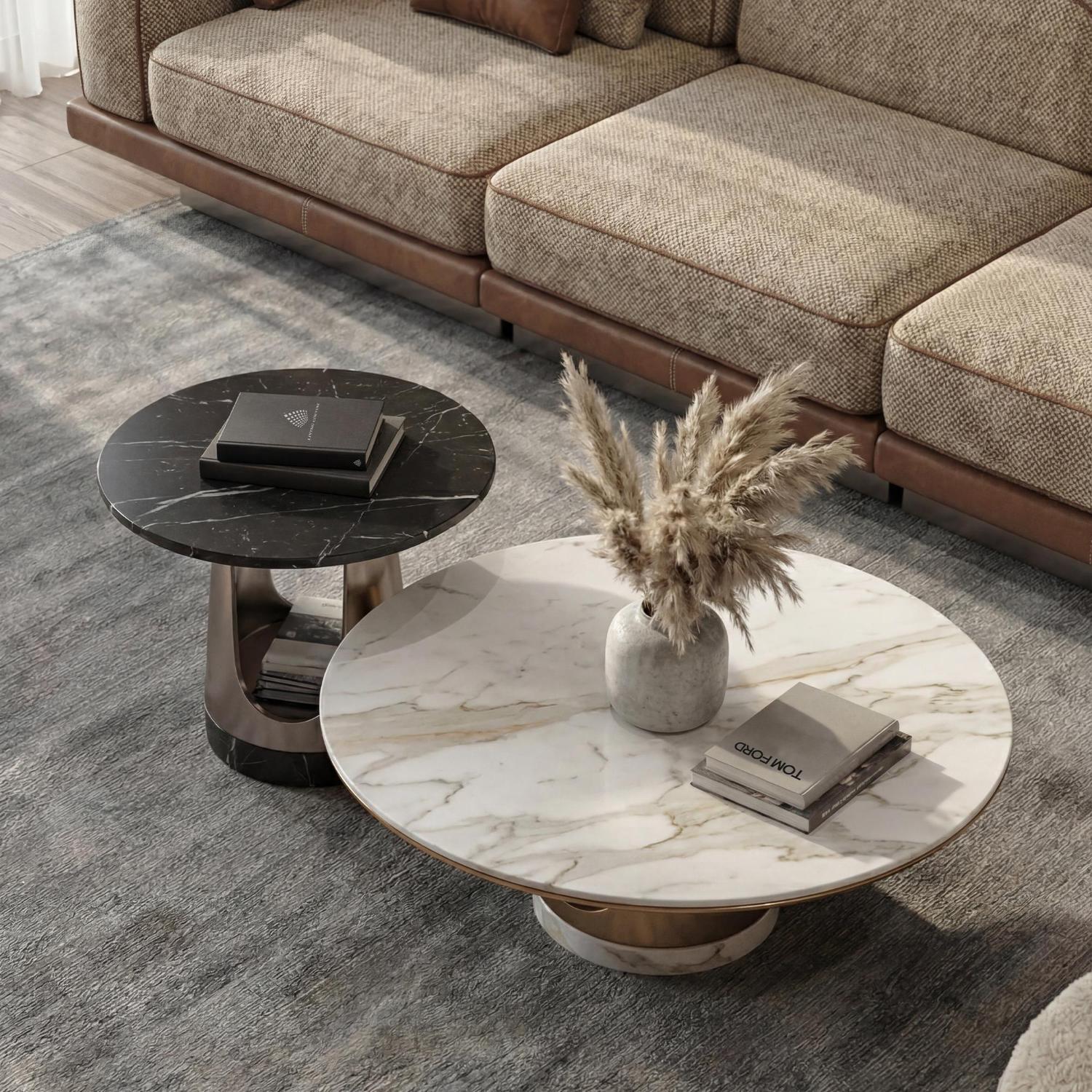 Aura Round Coffee Table with Arch Base