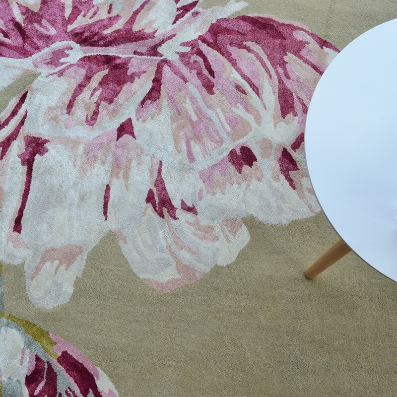 Hand Woven Floral Beige Rug | Size: 170 x 240 cm