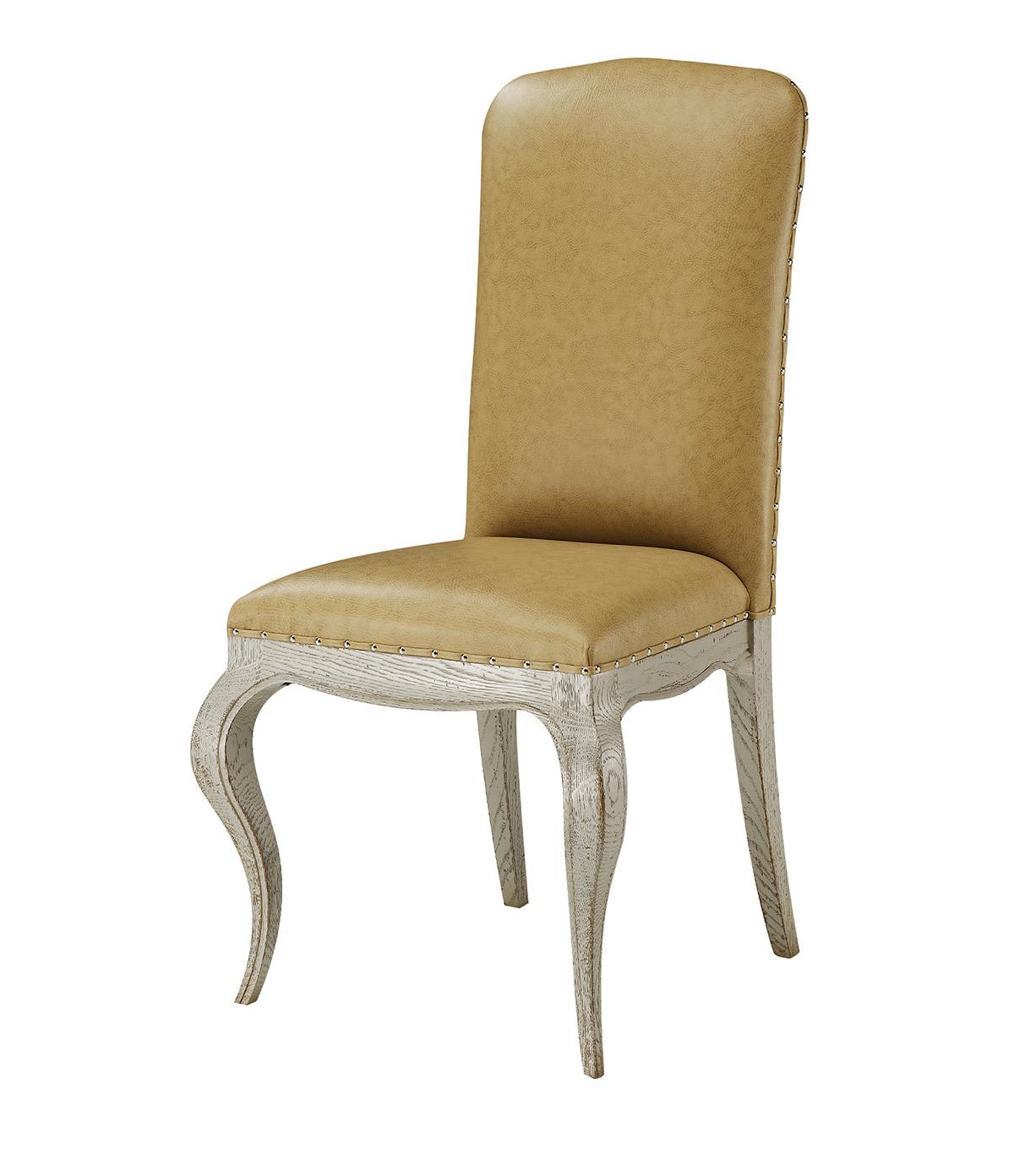 Classic Beige Leather Upholstered Chair