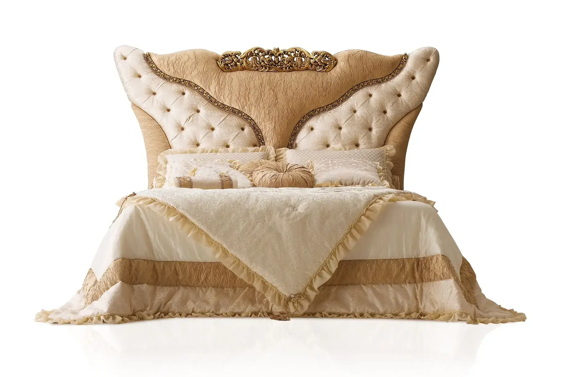 Premium Bed with Luxurious Headboard | Mattress Size: 200 x 200 cm
