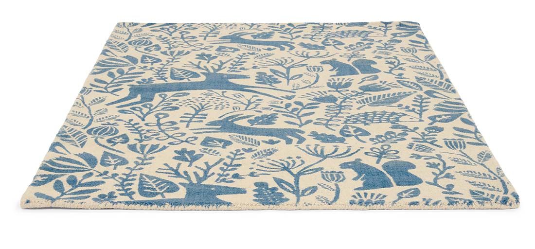 Blue & Beige Handwoven NZ Wool Rug