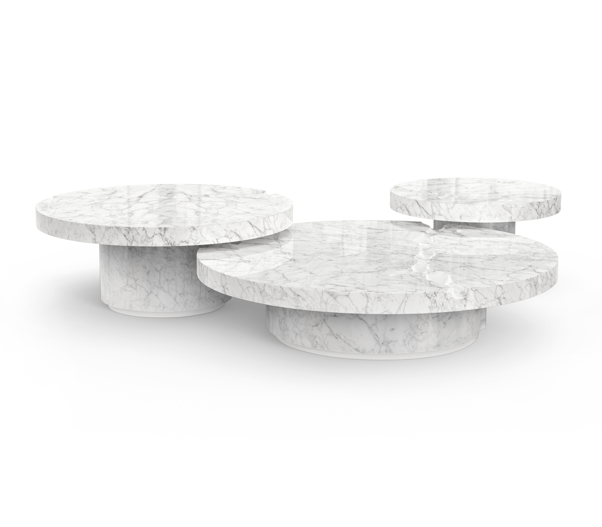Carrara Marble 3-Piece Coffee Table Set
