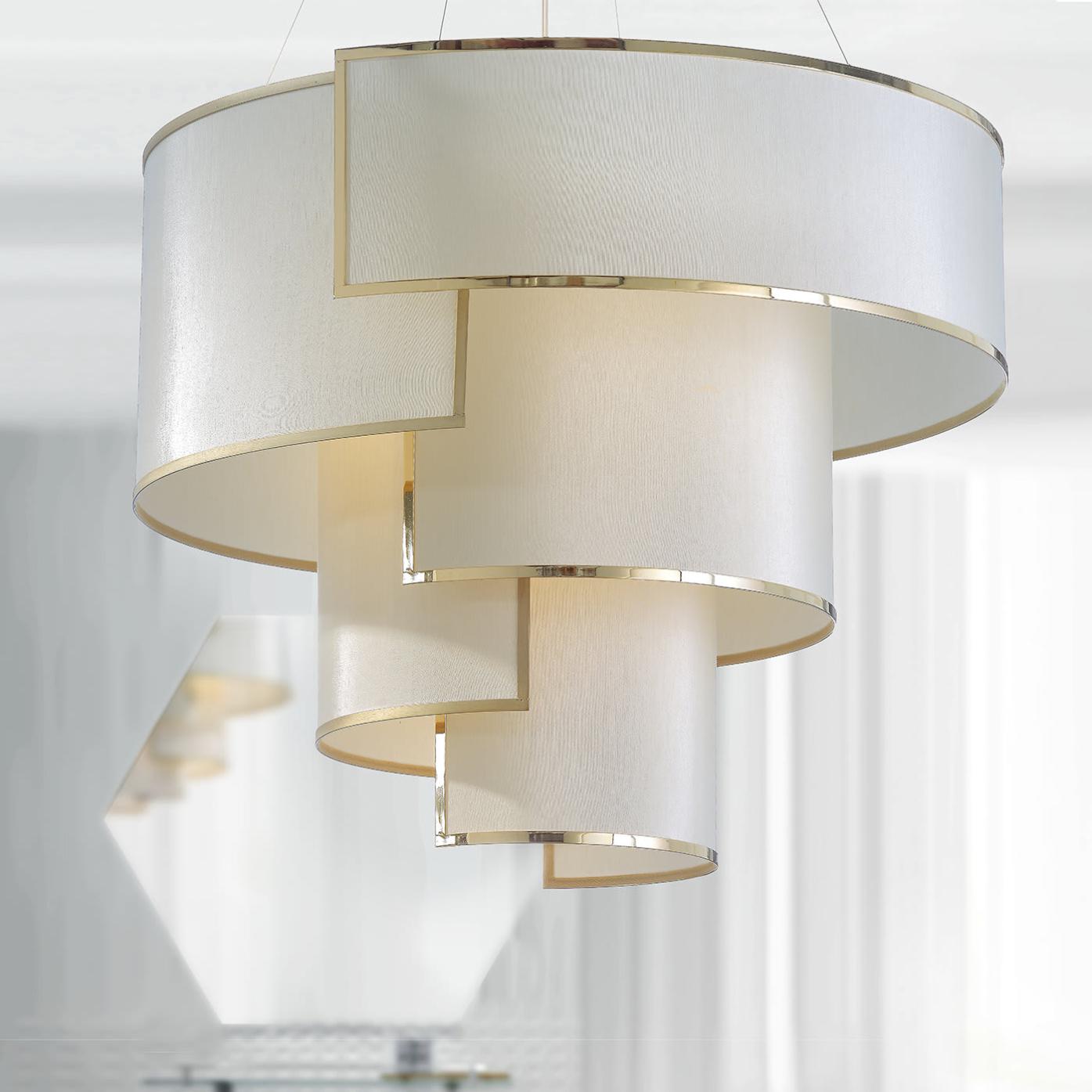 Antique Gold Ivory Shade Chandelier