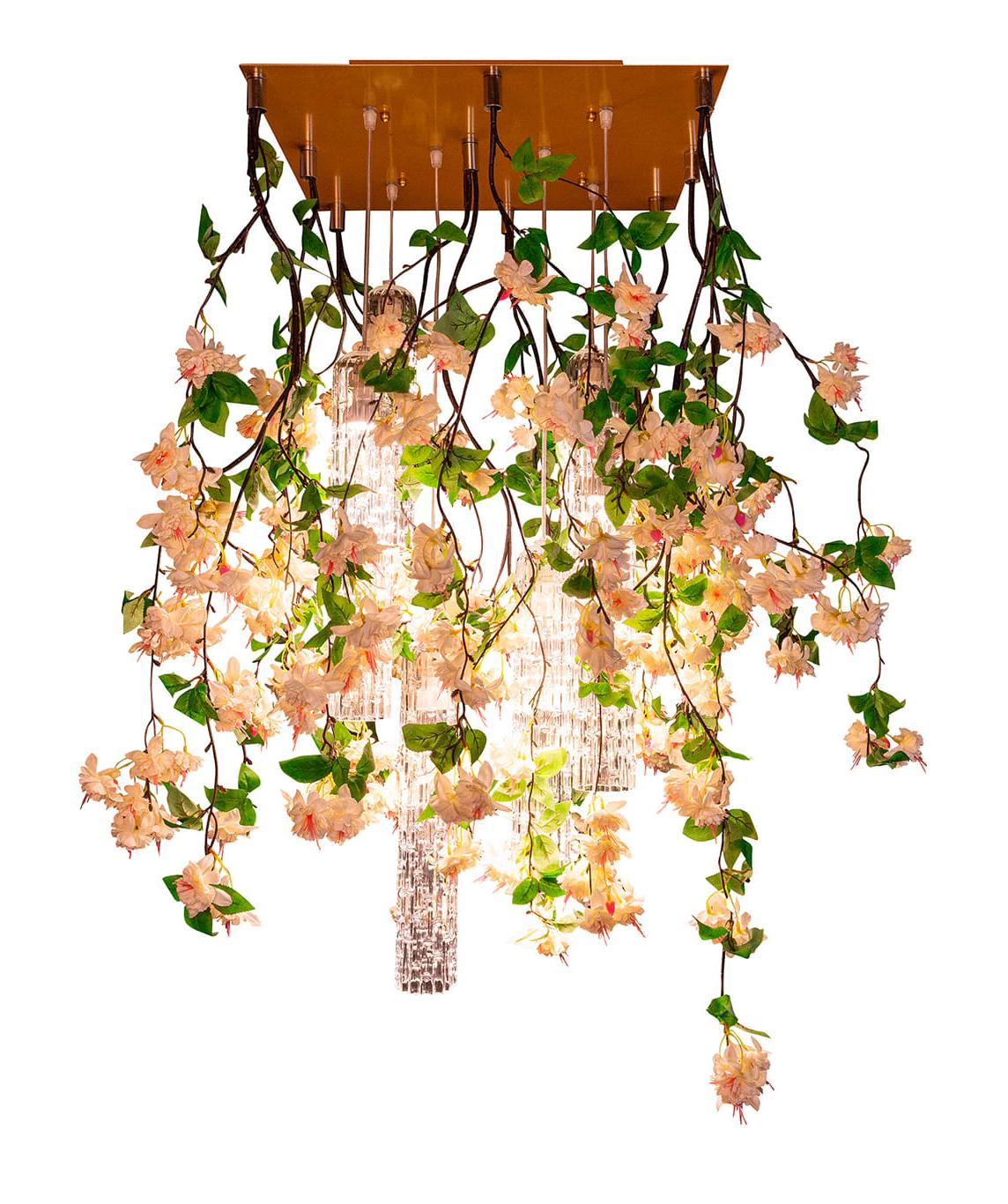 White Cascade Square Artisan Chandelier