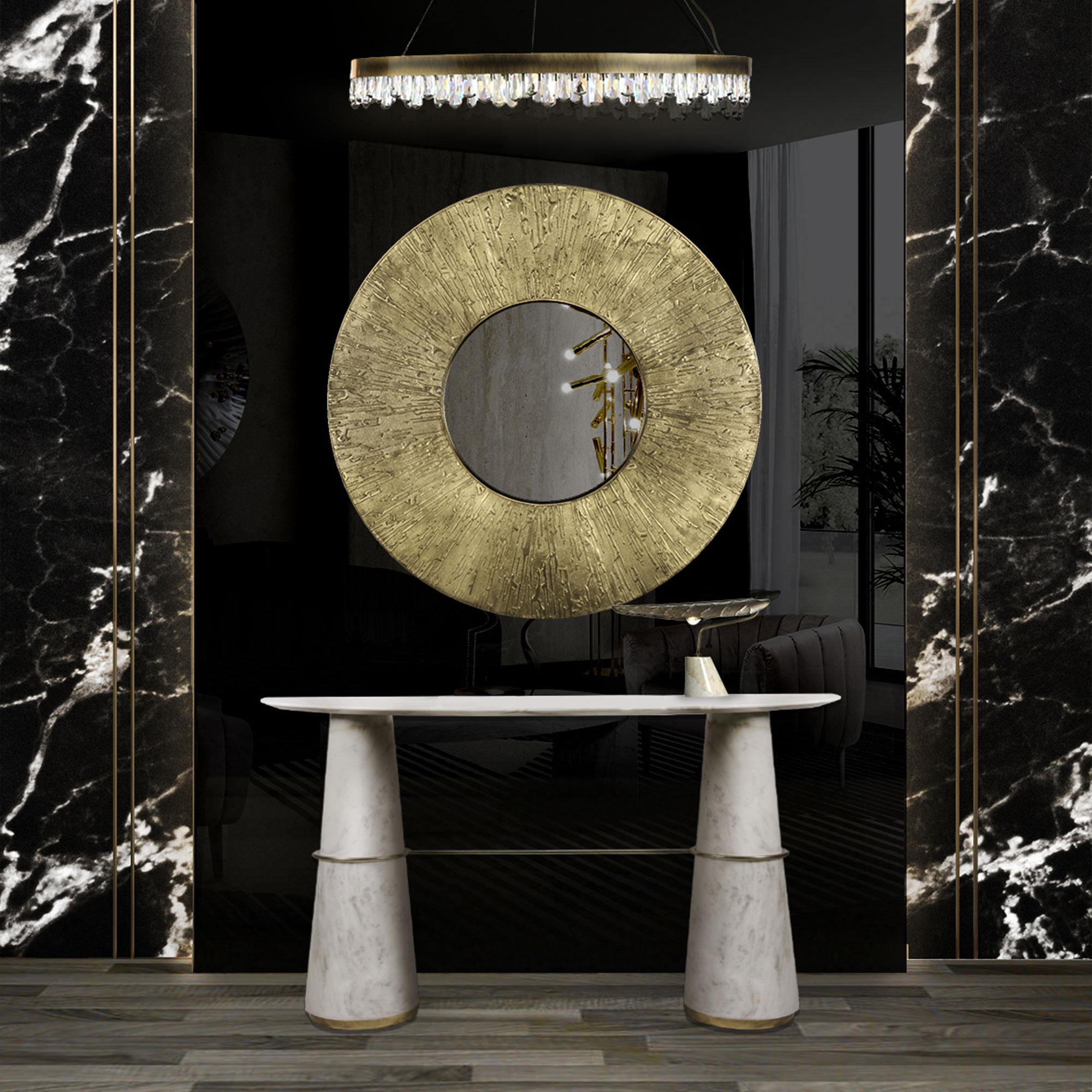 Round Brass Accent Bold Mirror