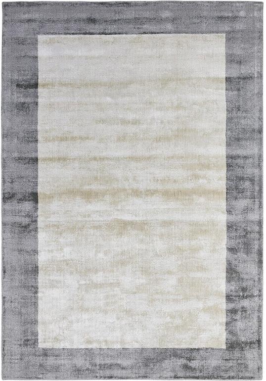 Monalisa Border Silver / Ivory Viscose Rug