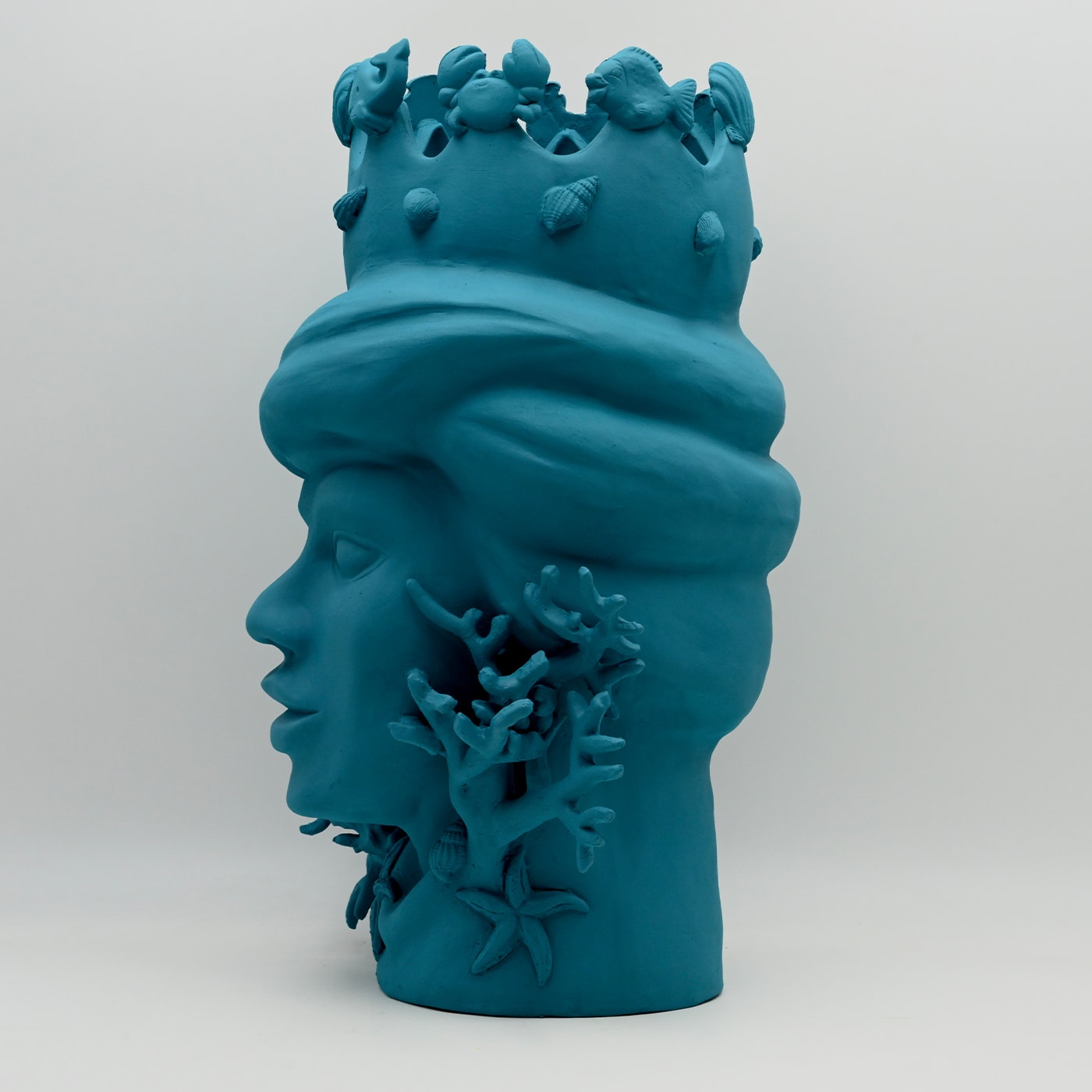 Teal Moor's Head Handcrafted Italian Sculpture