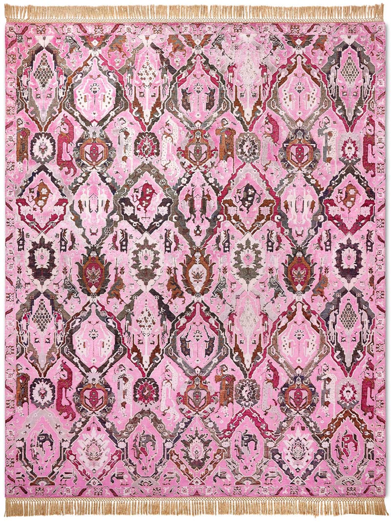 KavaBagh Pink Wool & Silk Rug