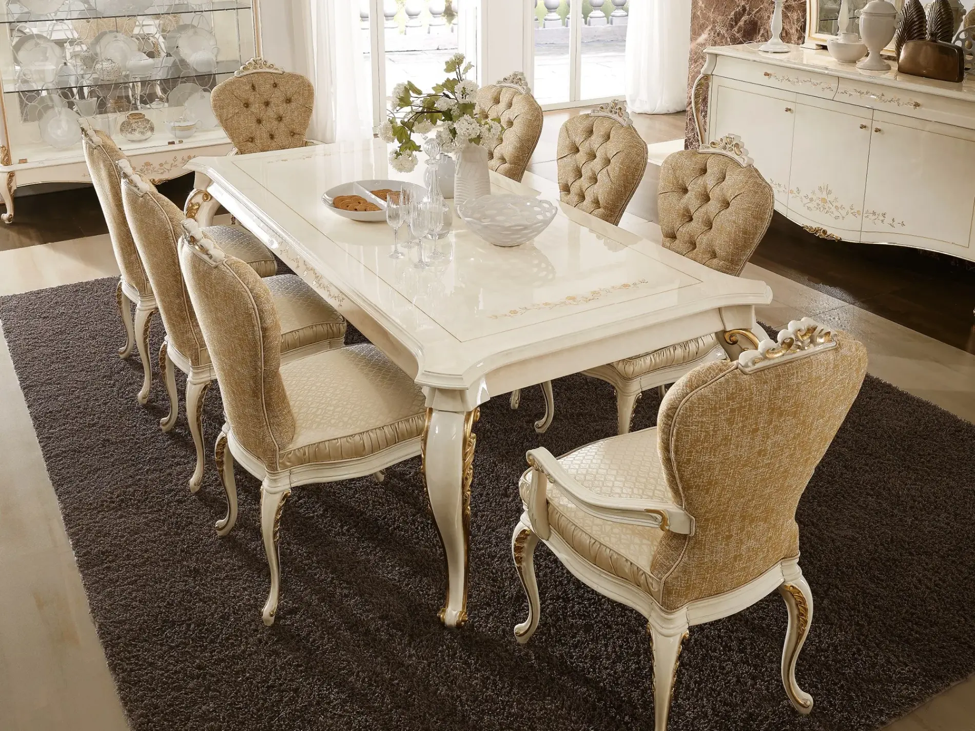Classic Beige Dining Table | Dimensions: W 250 x D 120 x H 80 cm