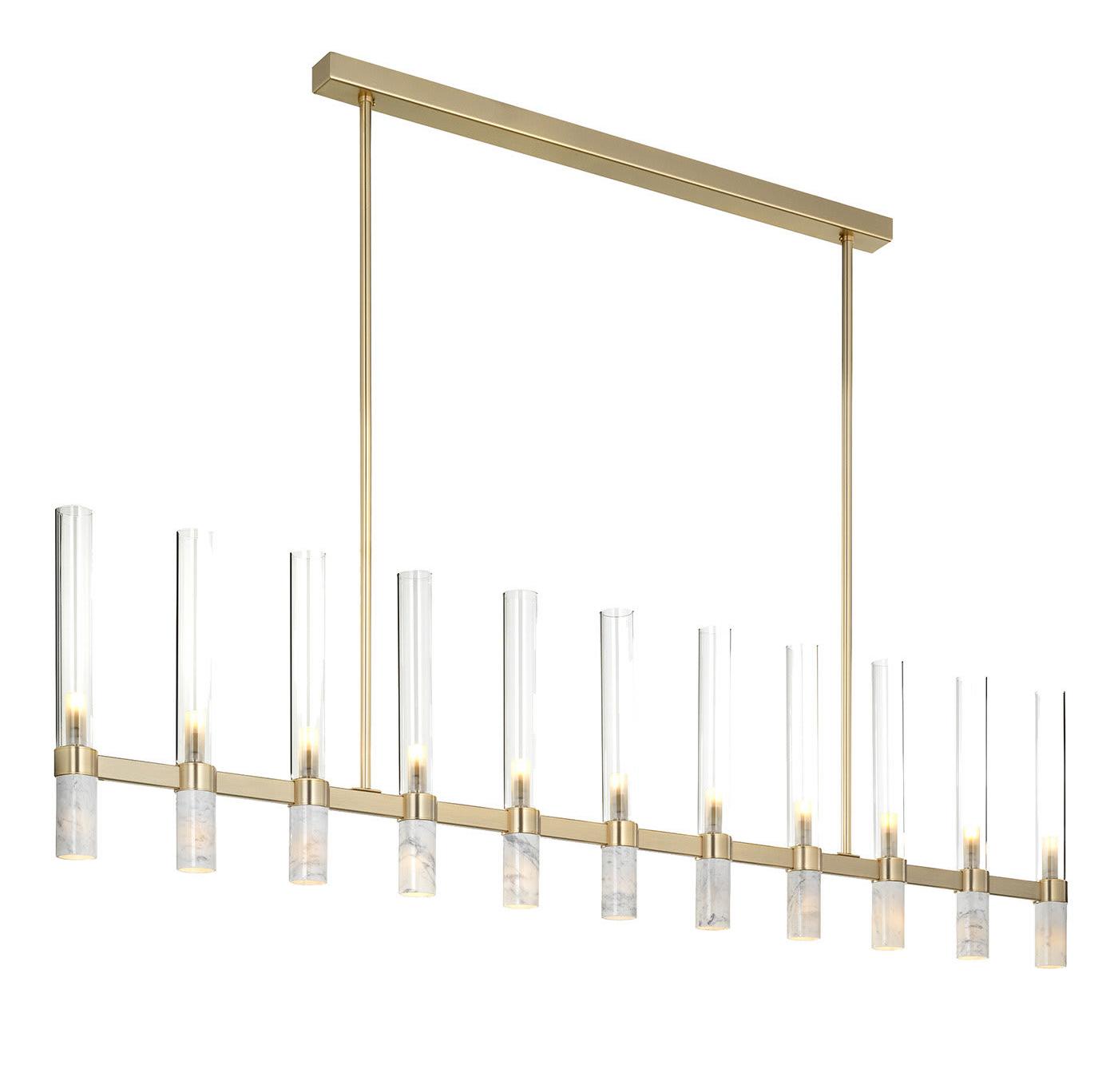 Modern Rectangular Marble & Glass Chandelier