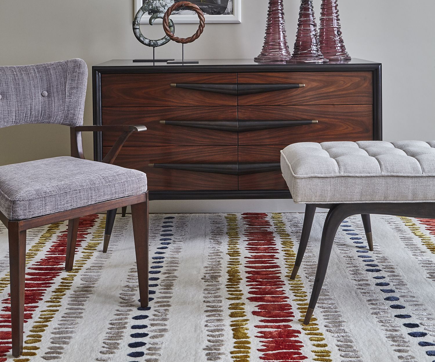 Designer Striped Russet Luxury Rug