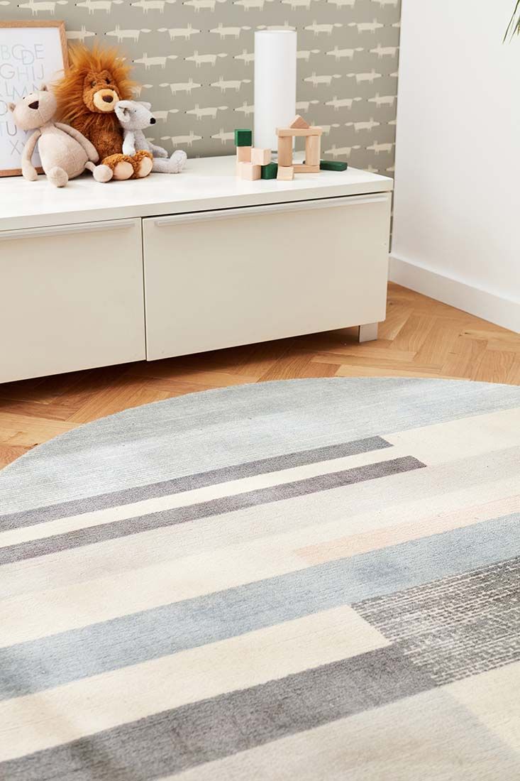 Straight Lines Handwoven Circle Rug