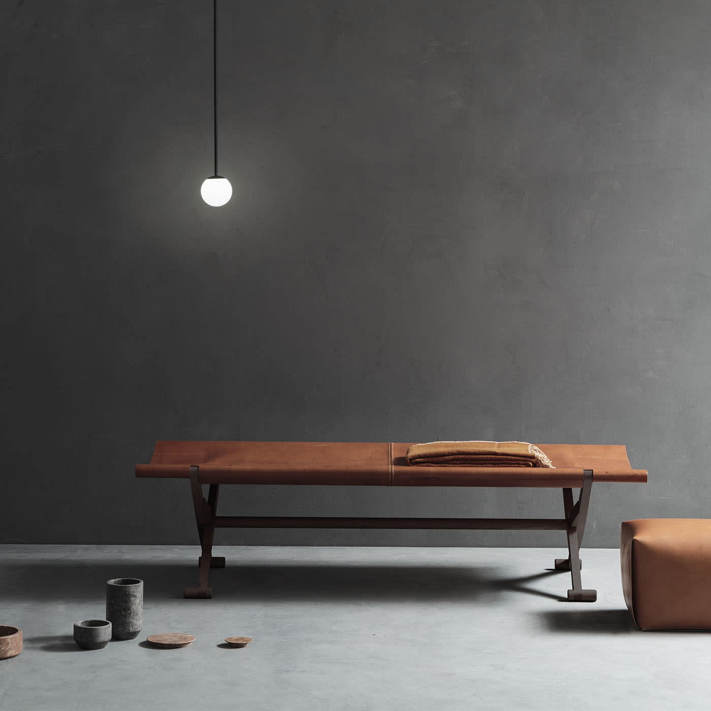 Branda Leather Crafted Bench