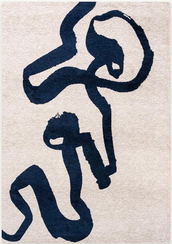 Artistic Blue Brushstroke Rug | Size: 240 x 340 cm