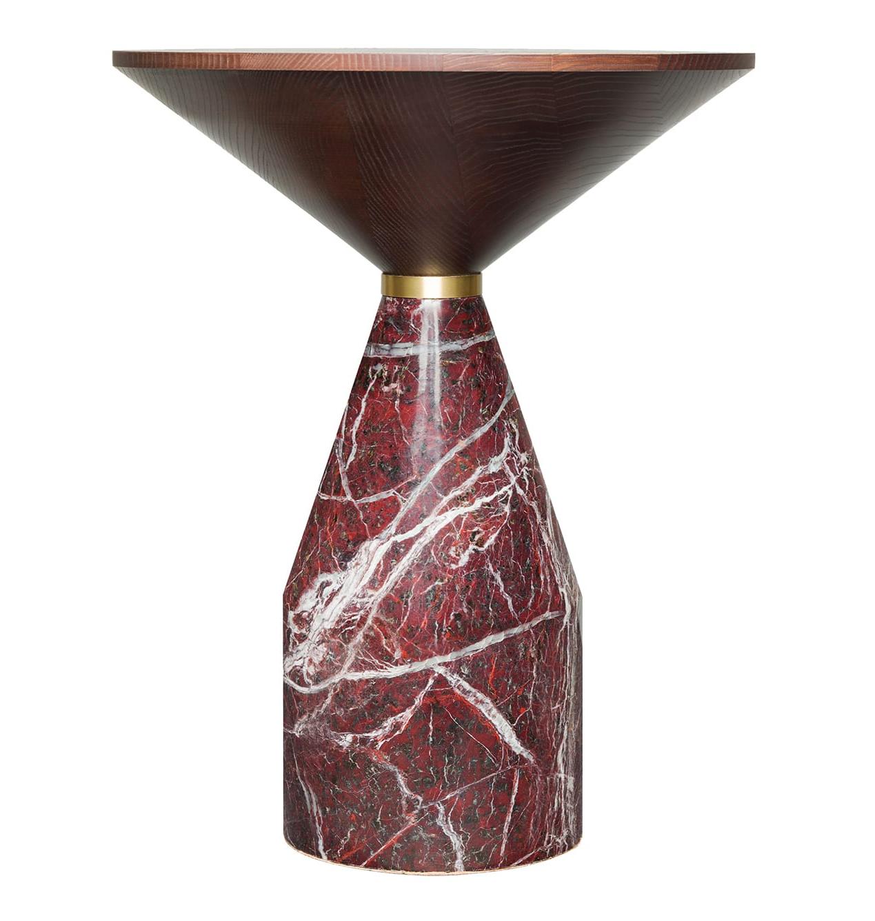 Cino Red Marble Handcrafted Side Table