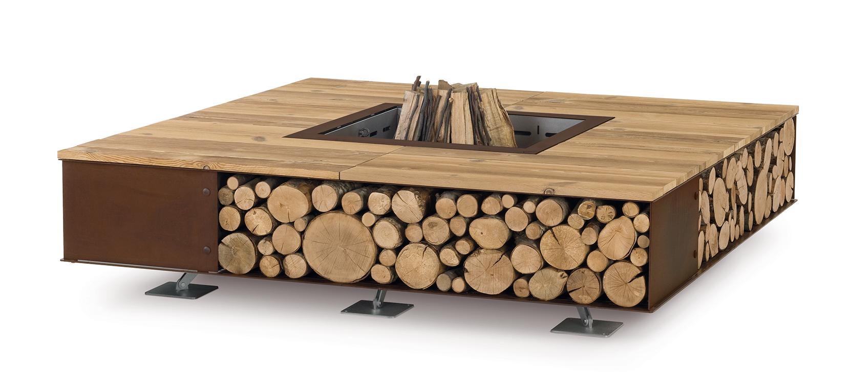 Square Wood Outdoor Fire Pit