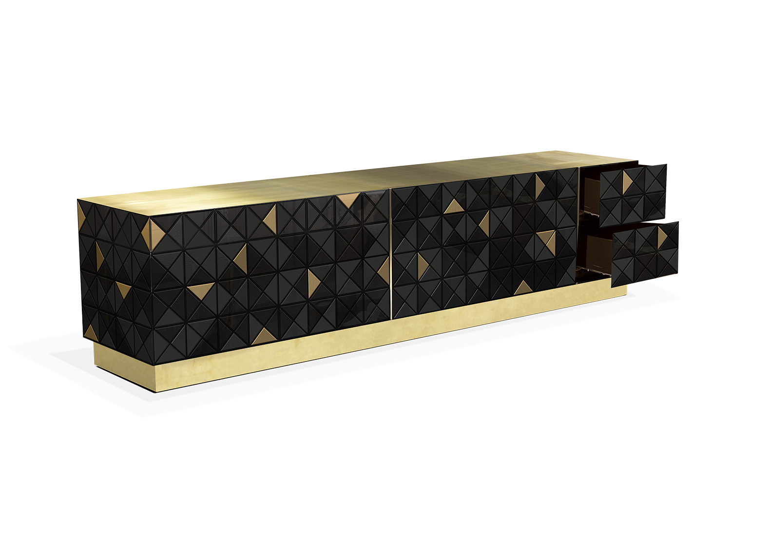 Mosaic Black & Gold TV Designer Cabinet