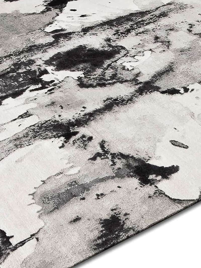 Black & White Hand-Knotted Wool / Silk Rug | Size: 183 x 274 cm