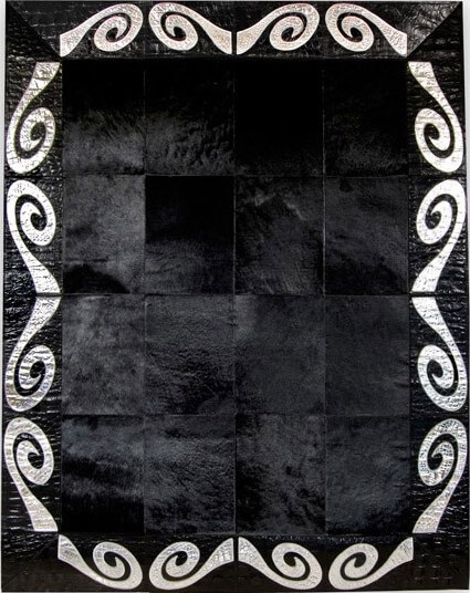 Black / Silver Luxury Cowhide Rug