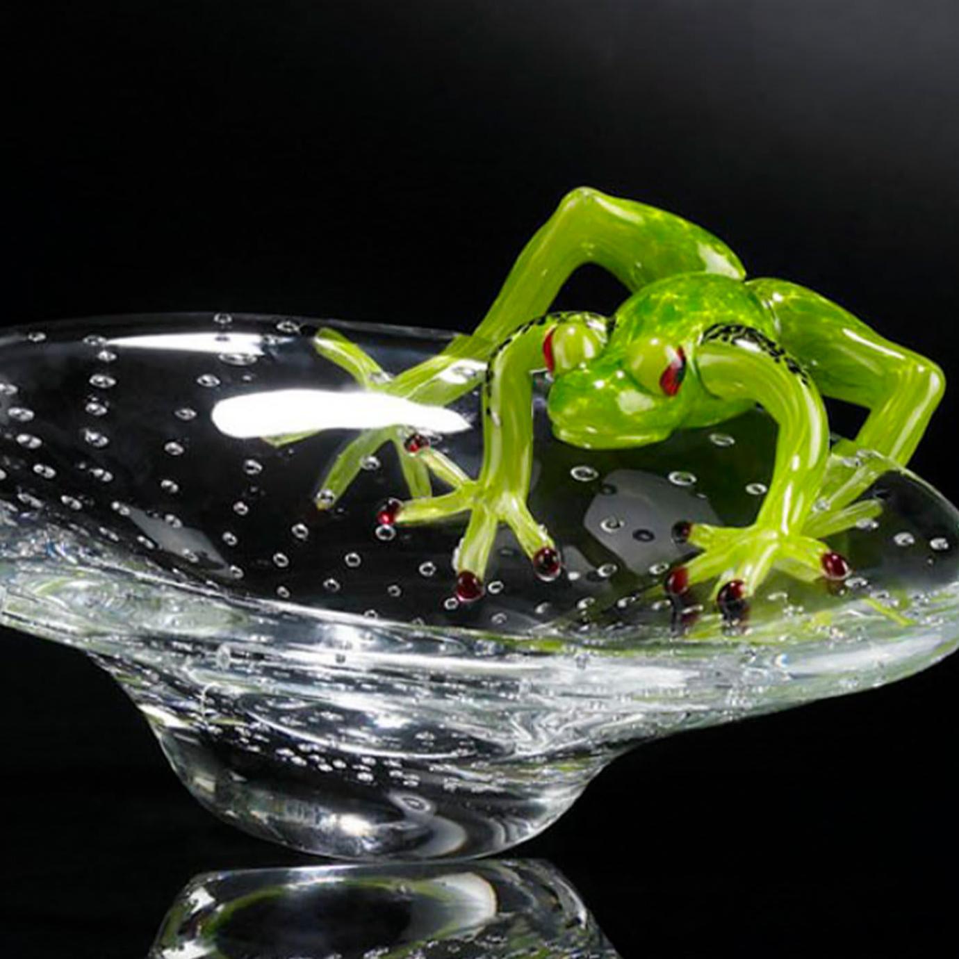 Decorative Glass Bowl with Frog