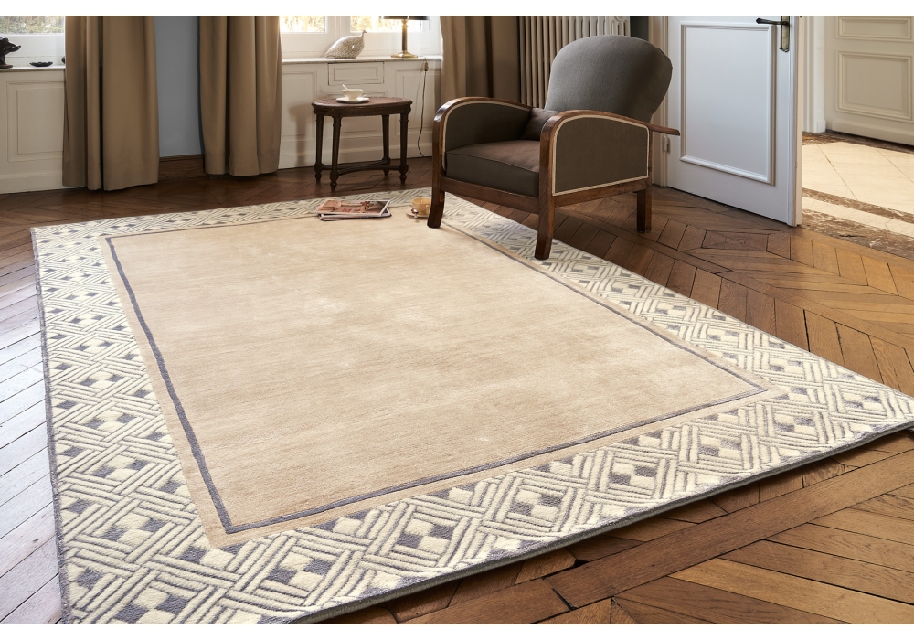 Frame Beige Viscose / Wool Luxury Rug | Size: 300 x 400 cm
