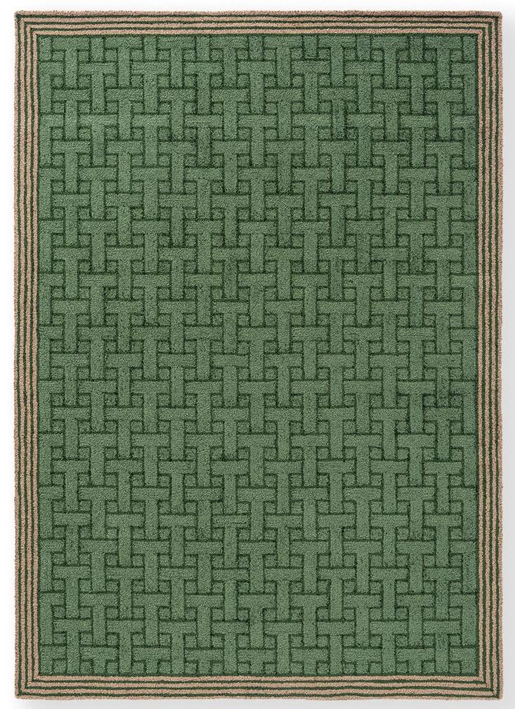 Monogram Green Rug For Outdoor Use