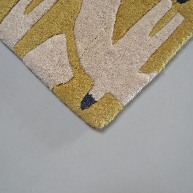 Birds Ochre Hand-Tufted Rug ☞ Size: 140 x 200 cm