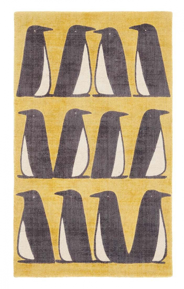 Penguins Yellow Handwoven Rug ☞ Size: 120 x 180 cm