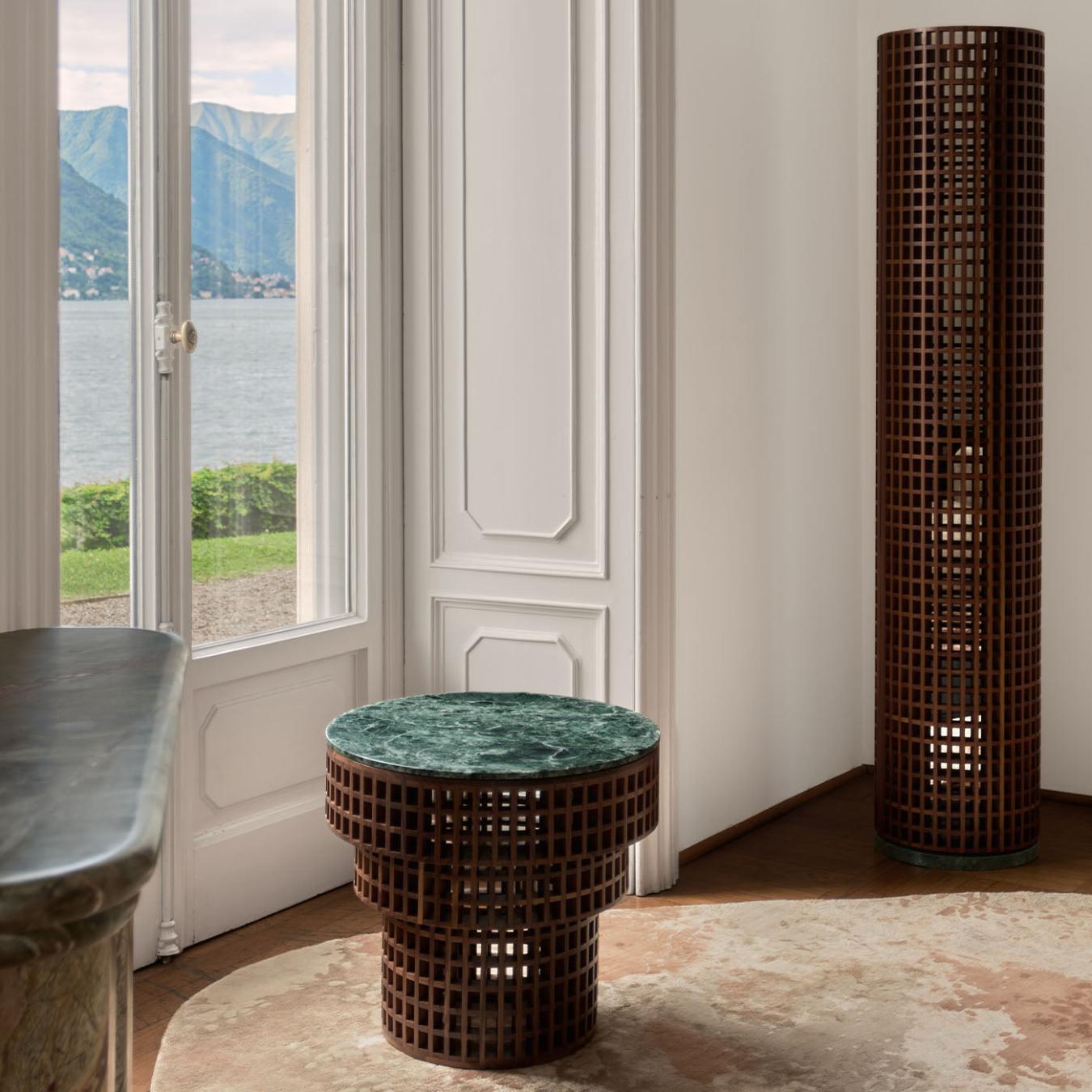 Marble & Walnut Side Table